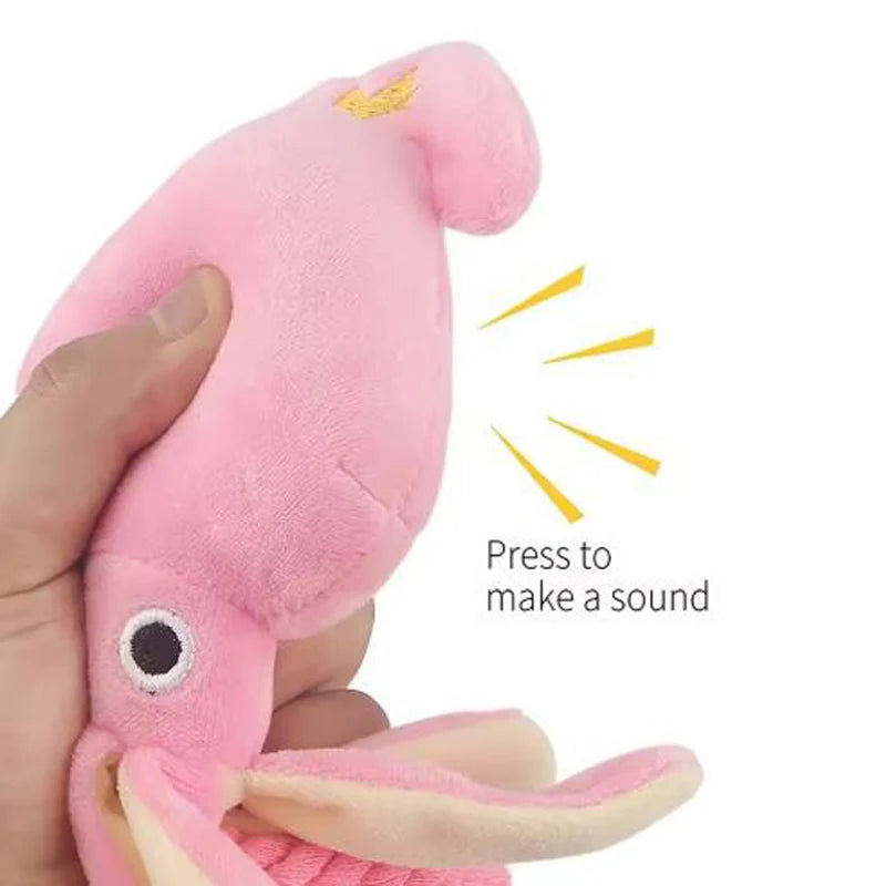 Peluche Pieuvre Sonore avec Corde de Coton – Jouet à Mâcher & Nettoyeur de Dents pour Chien & Chiot