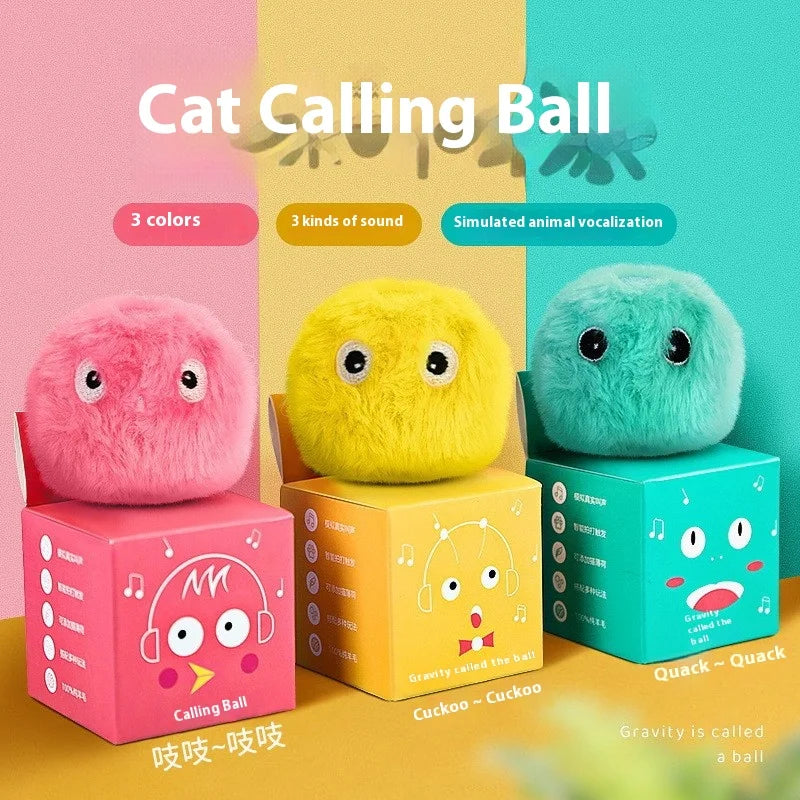 Balle Interactive Sonore en Peluche pour Chat – Sons d'Animaux & Herbe à Chat Intégrée
