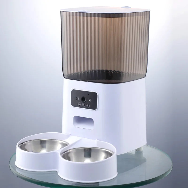 Distributeur Automatique de Croquettes 5 L avec Bol Inox – Programmable Wi-Fi & Caméra HD pour Chien & Chat