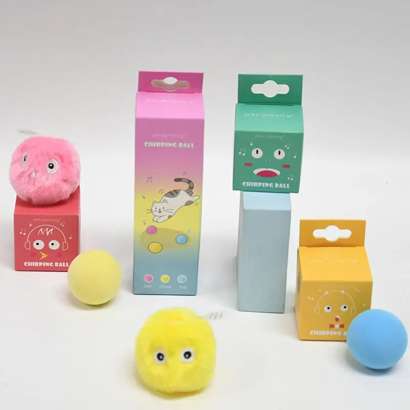Balle Interactive Sonore en Peluche pour Chat – Sons d'Animaux & Herbe à Chat Intégrée