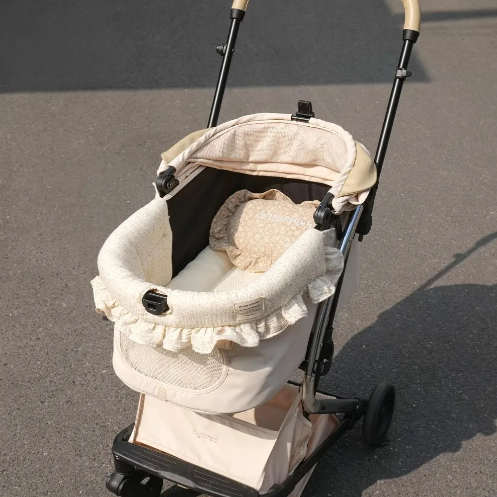 Ensemble Coussin & Tour de Lit pour Poussette Chien et Chat – Doublure Universelle Moelleuse en Coton