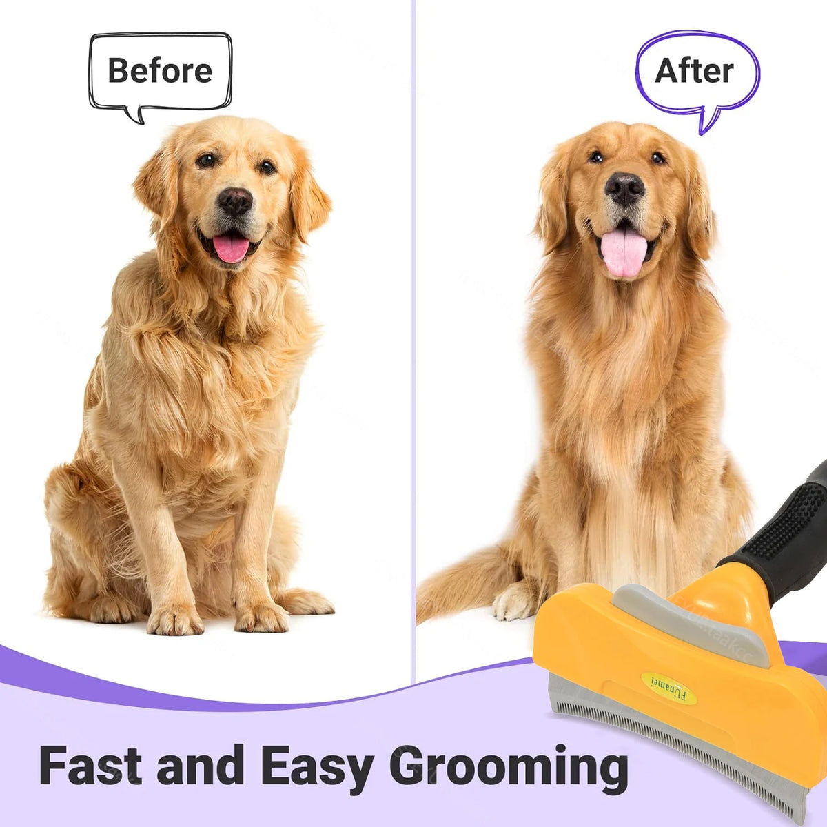 Brosse de Mue & Sous-Poil Anti-Chute pour Chien & Chat – Peigne Étrille Désépaississant avec Bouton Éjecteur