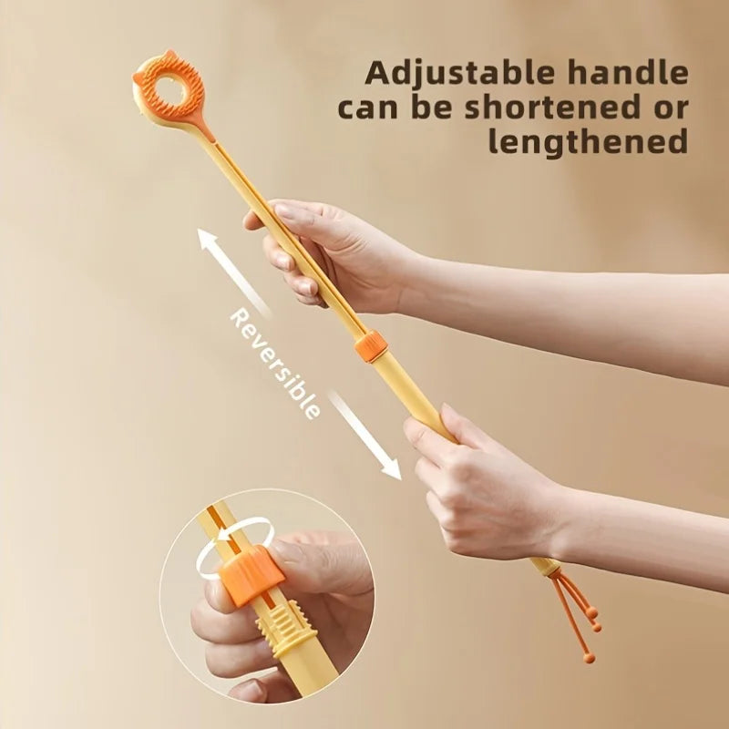 Brosse de Massage Télescopique 2-en-1 pour Chat – Gratte-Dos Doux & Jouet Interactif Anti-Stress