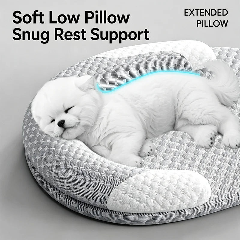Panier Rafraîchissant Ovale en Soie Glacée pour Chien & Chat – Coussin Apaisant d'Été avec Rebord Ergonomique