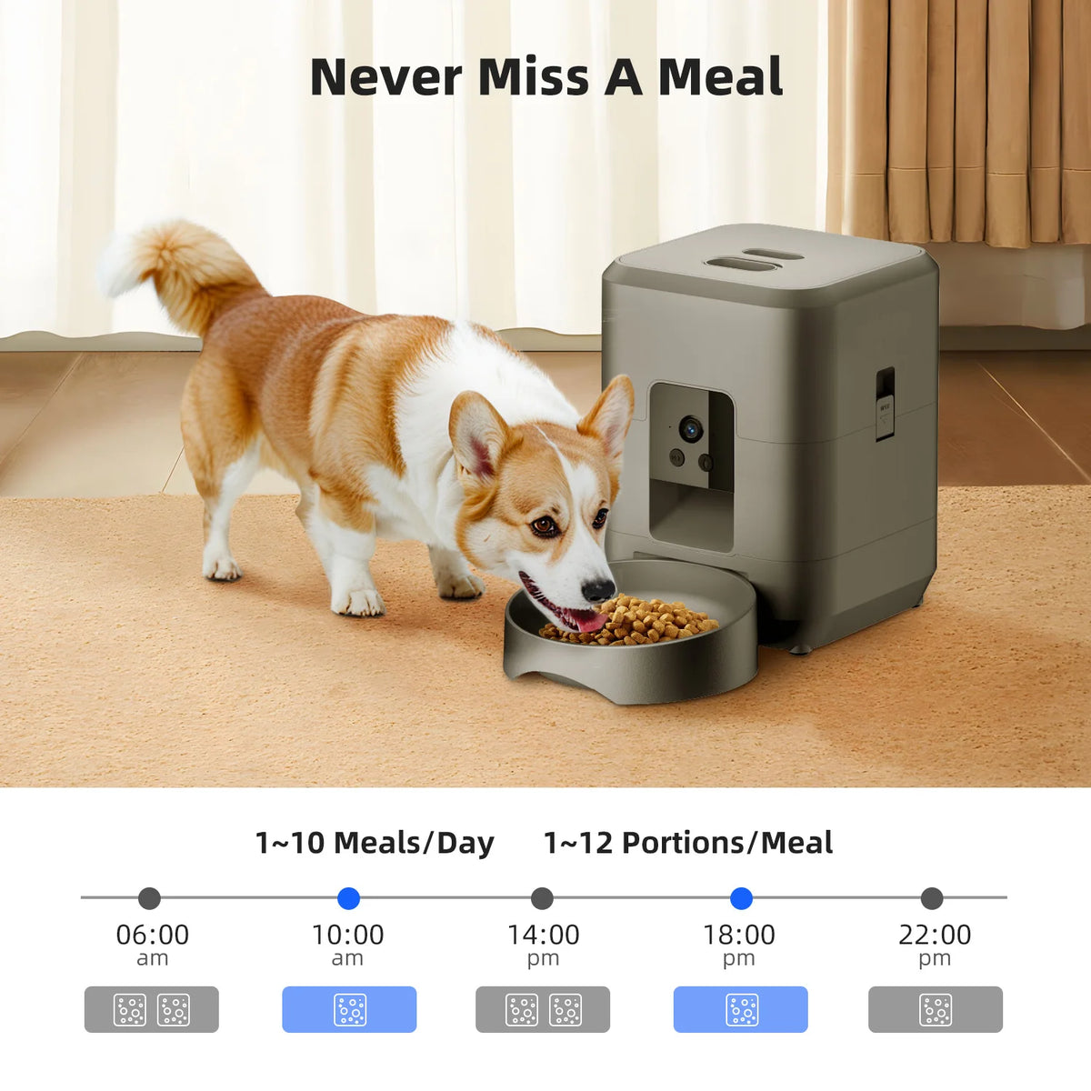 Distributeur Automatique de Croquettes avec Bol Anti-Glouton – Programmable & Connecté Wi-Fi pour Chien & Chat