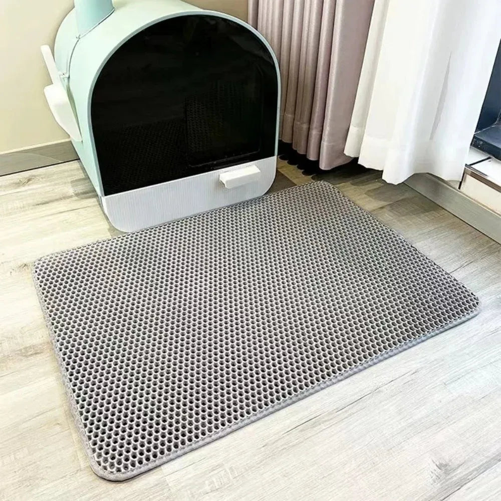 Tapis de Litière pour Chat Double Couche – Imperméable, Anti-Éparpillement & Facile à Nettoyer