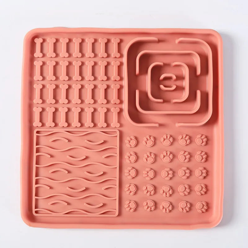 Plateau Repas & Tapis de Léchage en Silicone pour Chien & Chat – Station Anti-Glouton Multi-Textures avec Écuelle