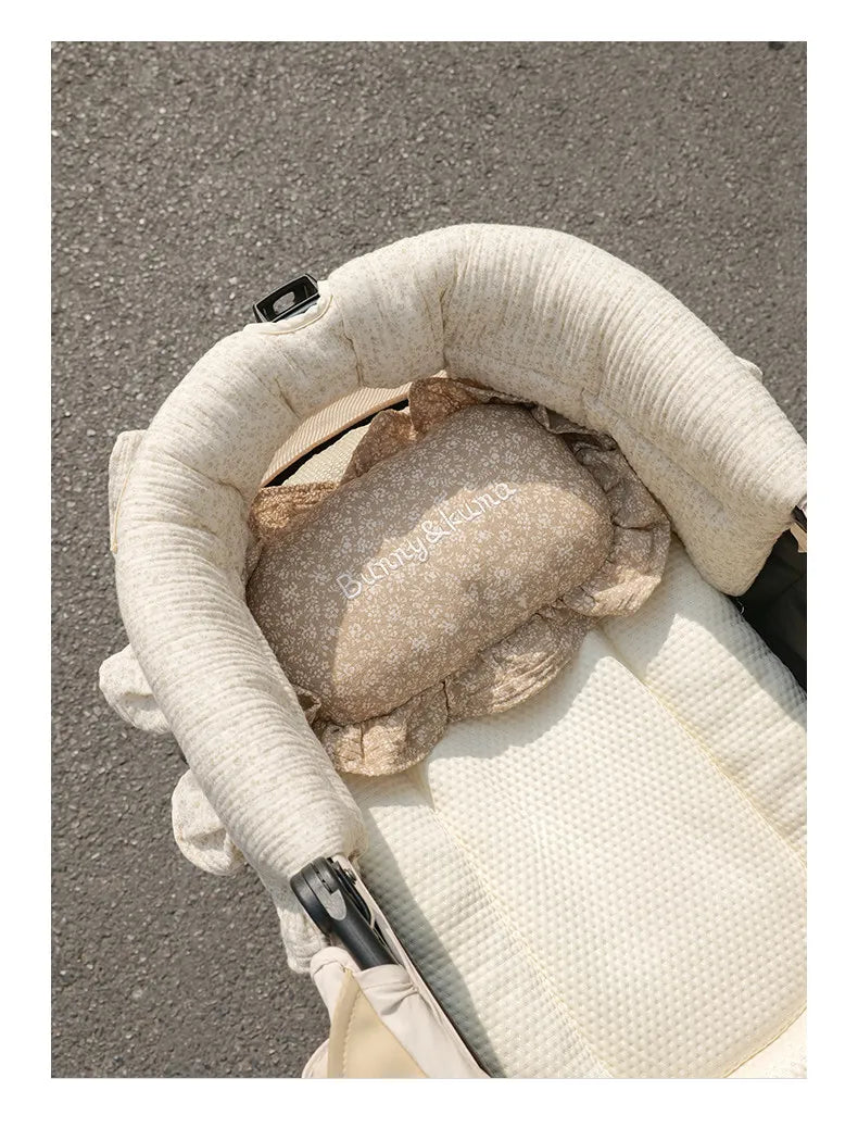 Ensemble Coussin & Tour de Lit pour Poussette Chien et Chat – Doublure Universelle Moelleuse en Coton