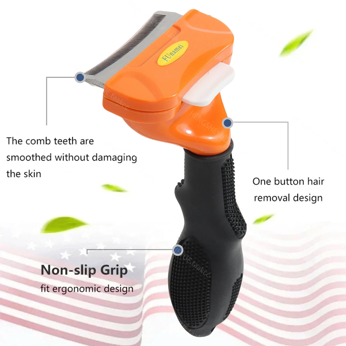 Brosse de Mue & Sous-Poil Anti-Chute pour Chien & Chat – Peigne Étrille Désépaississant avec Bouton Éjecteur