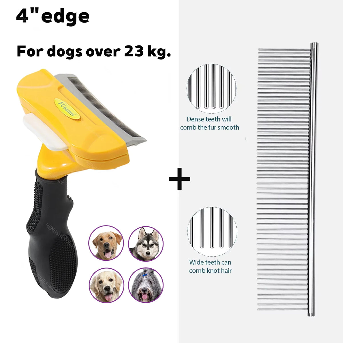 Brosse de Mue & Sous-Poil Anti-Chute pour Chien & Chat – Peigne Étrille Désépaississant avec Bouton Éjecteur