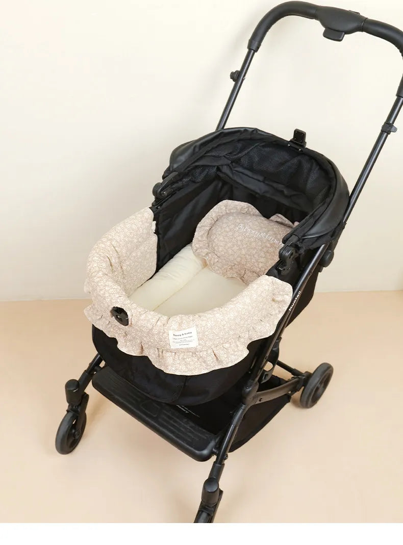 Ensemble Coussin & Tour de Lit pour Poussette Chien et Chat – Doublure Universelle Moelleuse en Coton