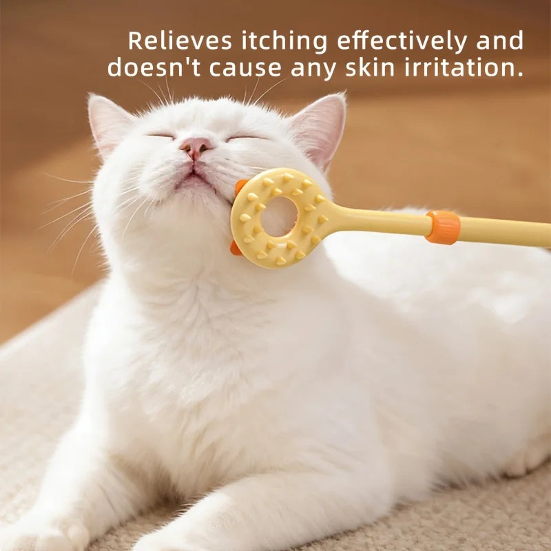 Brosse de Massage Télescopique 2-en-1 pour Chat – Gratte-Dos Doux & Jouet Interactif Anti-Stress