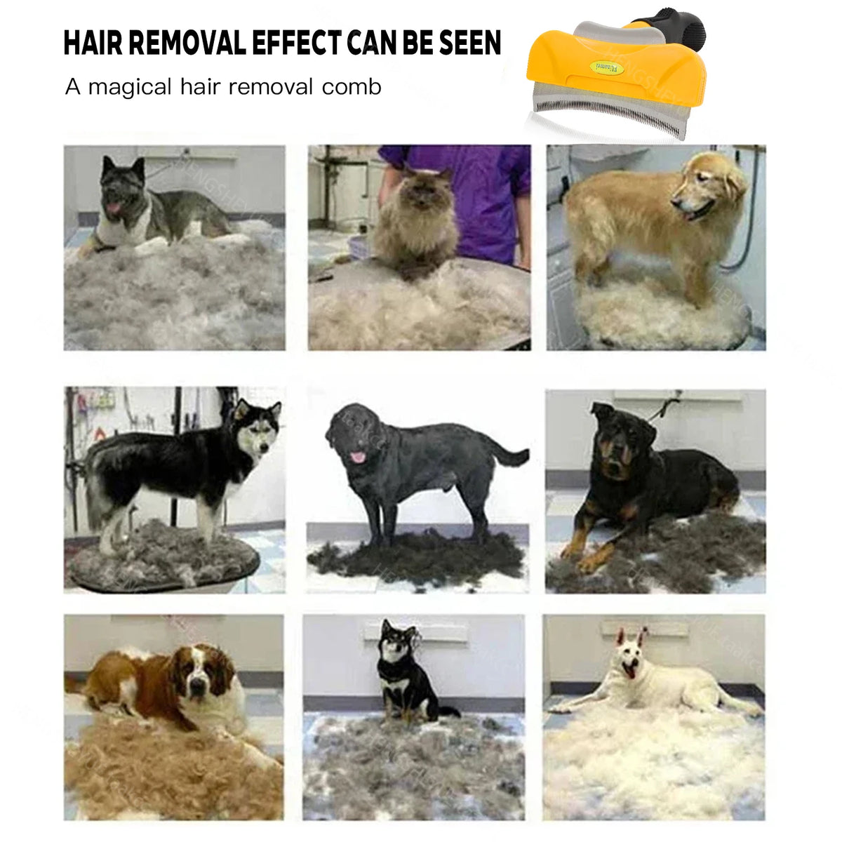 Brosse de Mue & Sous-Poil Anti-Chute pour Chien & Chat – Peigne Étrille Désépaississant avec Bouton Éjecteur