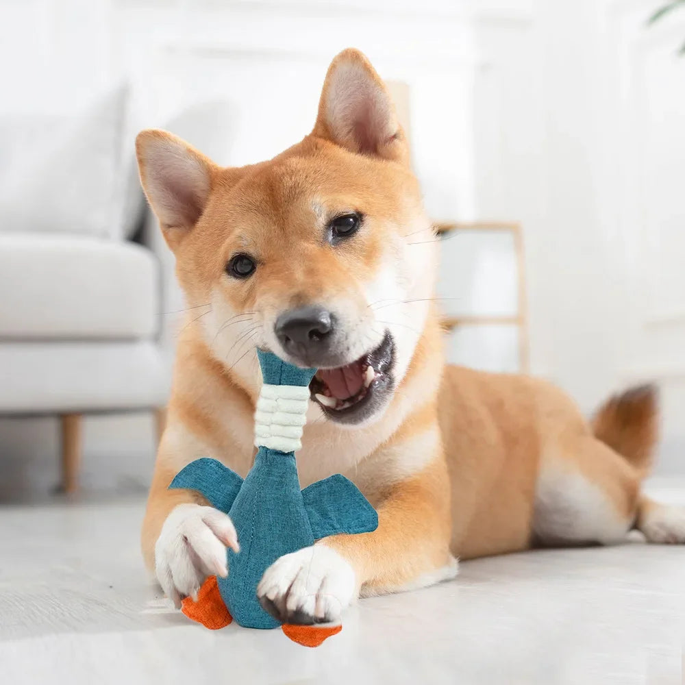 Peluche Canard Sonore & Côtelée pour Chien – Jouet Couineur Doux & Résistant