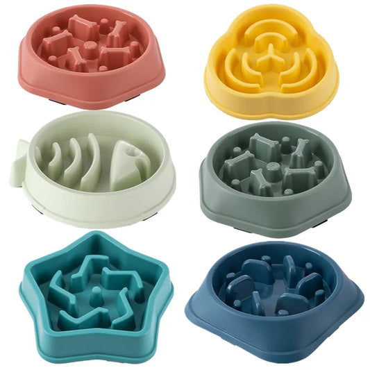 Gamelle Anti-Glouton Épaisse pour Chien & Chat – Bol d'Alimentation Lente Antidérapant (Motifs Multiples)