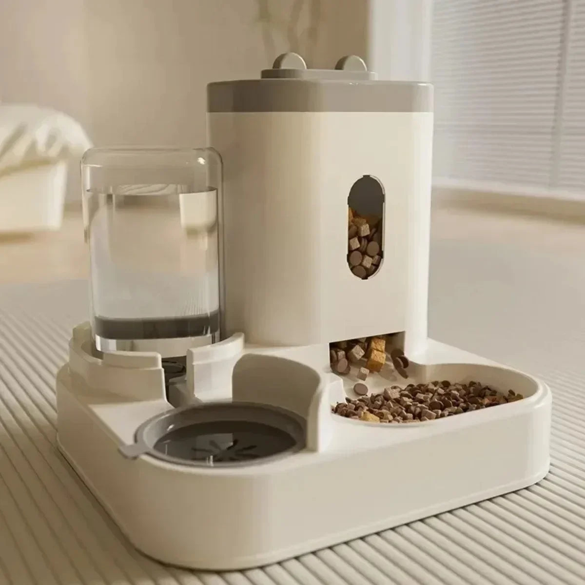 Station Repas 2-en-1 Chien & Chat – Distributeur de Croquettes & Fontaine à Eau par Gravité (2 L)
