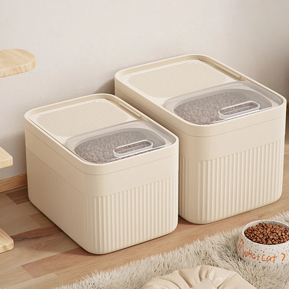 Conteneur à Croquettes Hermétique avec Trappe Transparente – Boîte de Rangement Fraîcheur Chien & Chat