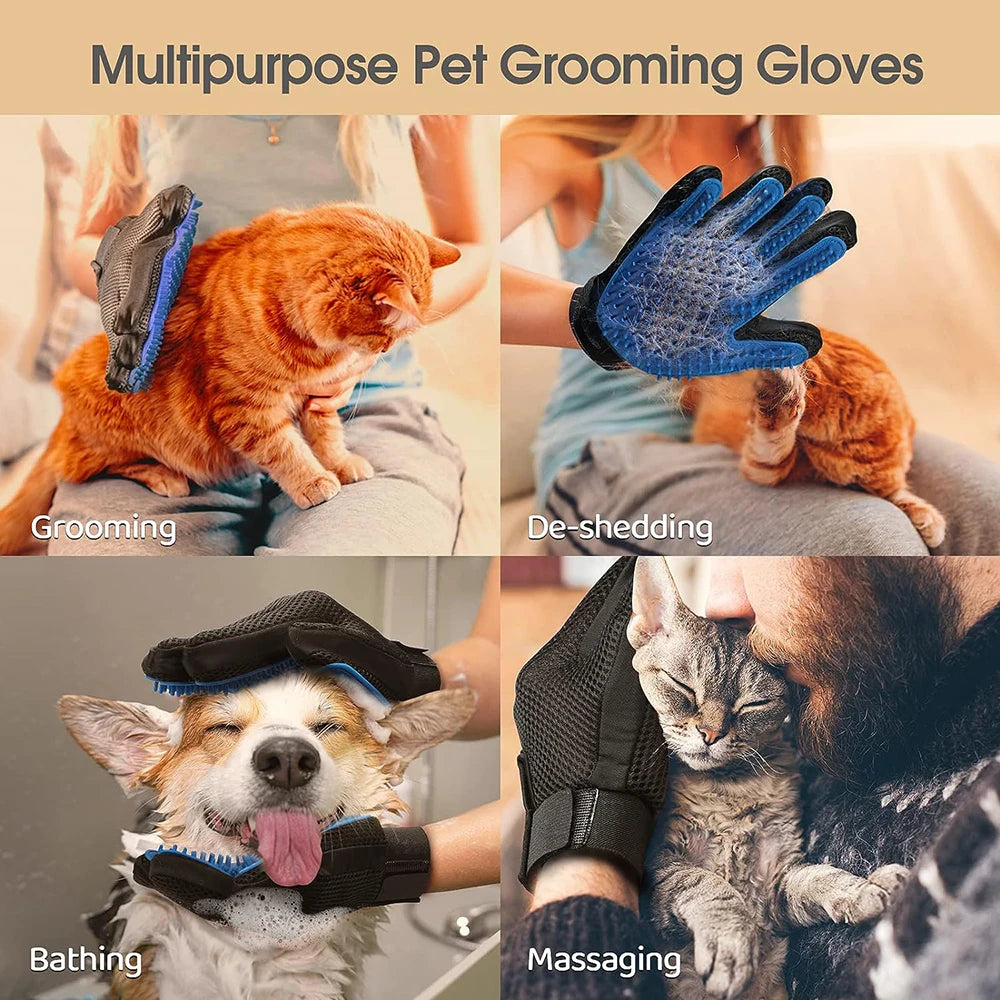 Gant de Brossage & Massage en Silicone pour Chien et Chat – Élimination Efficace des Poils Morts