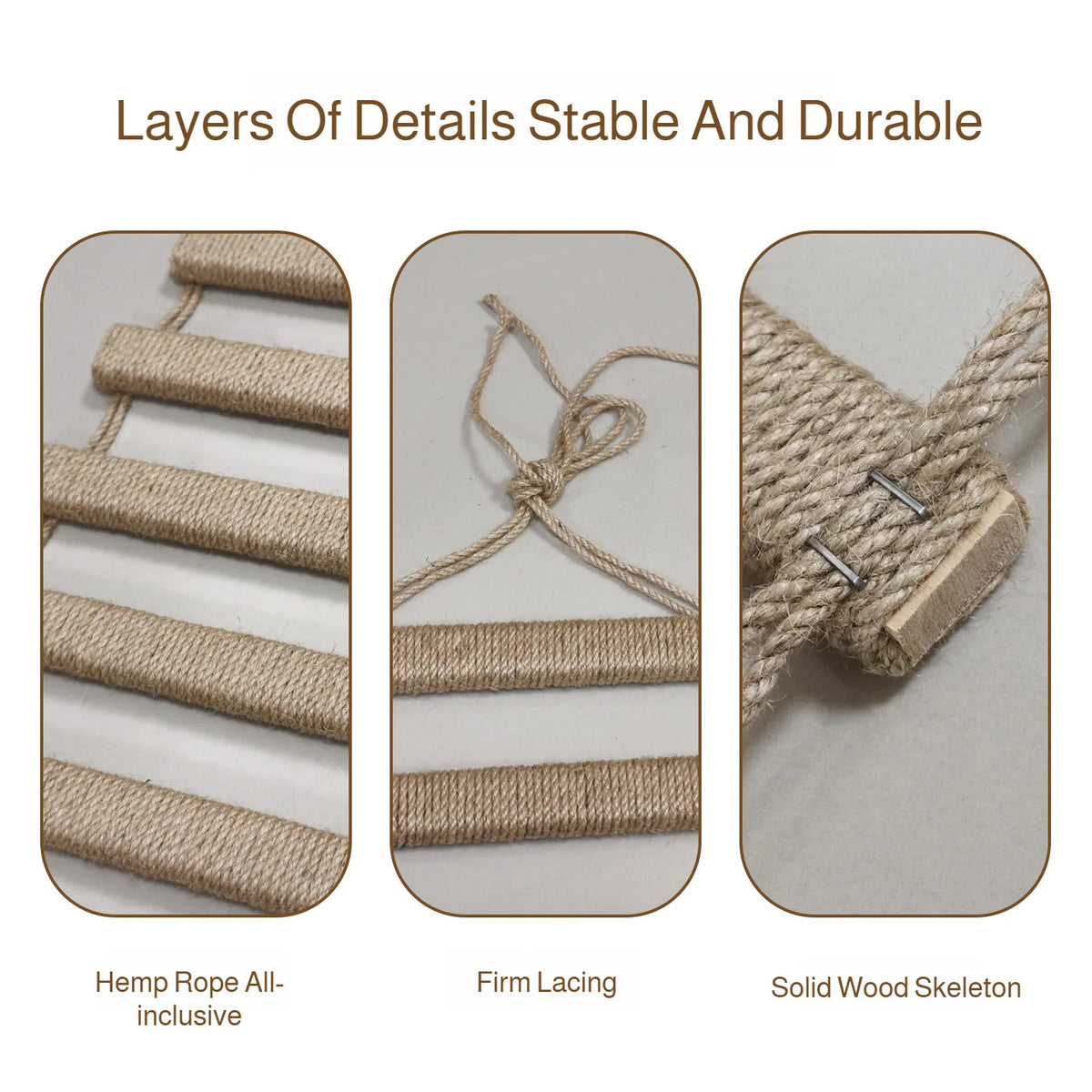 Échelle Suspendue d'Escalade en Bois & Sisal pour Chat – Pont Mural & Griffoir d'Intérieur (115 à 180 cm)