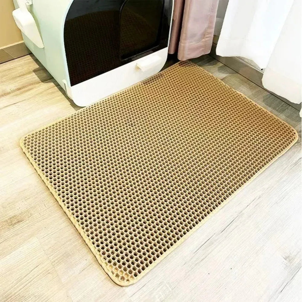 Tapis de Litière pour Chat Double Couche – Imperméable, Anti-Éparpillement & Facile à Nettoyer