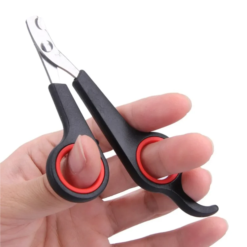 Coupe-Griffes Ciseaux de Précision en Inox pour Chat & Petit Chien – Lame Courbe Sécurisée & Anneaux Antidérapants