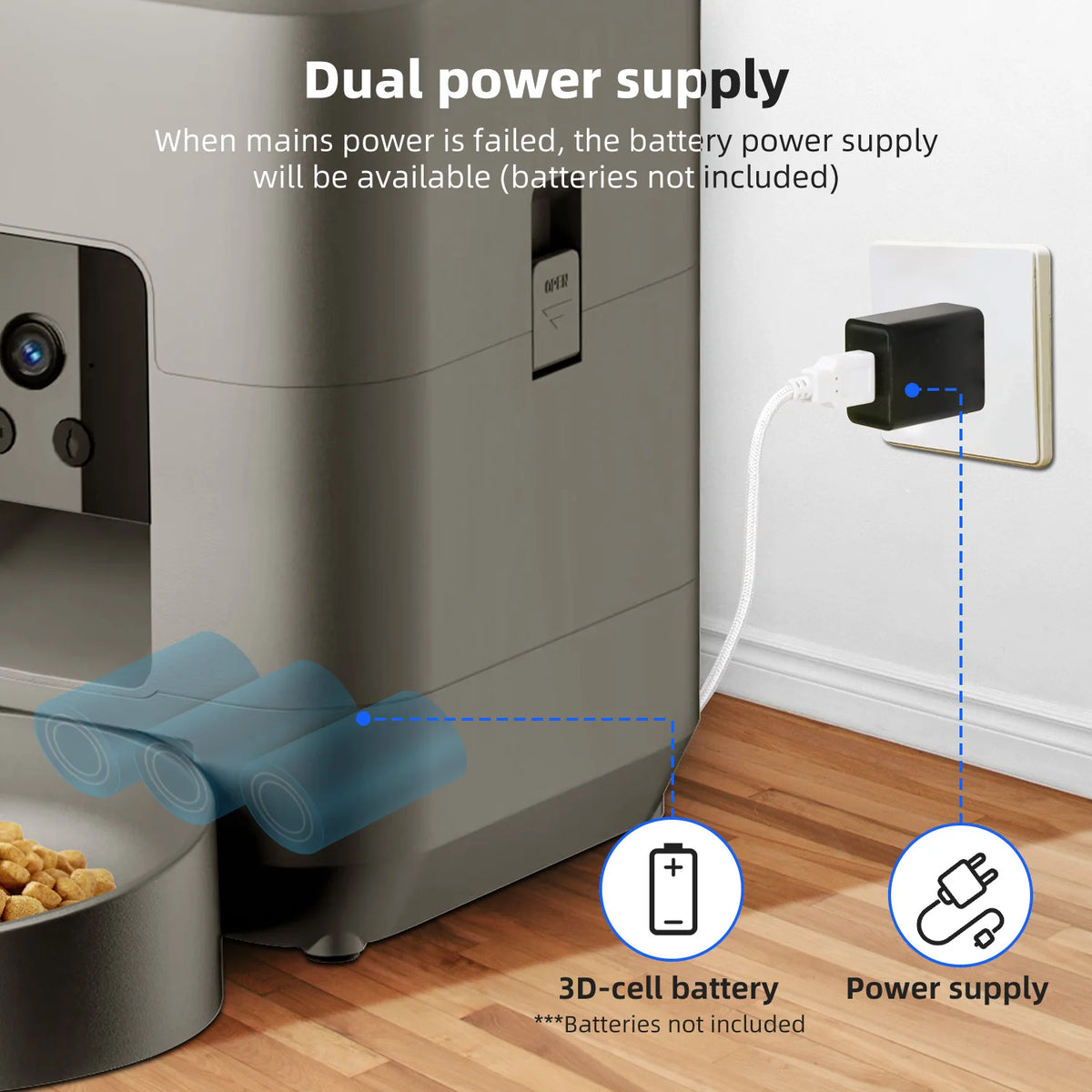 Distributeur Automatique de Croquettes avec Bol Anti-Glouton – Programmable & Connecté Wi-Fi pour Chien & Chat