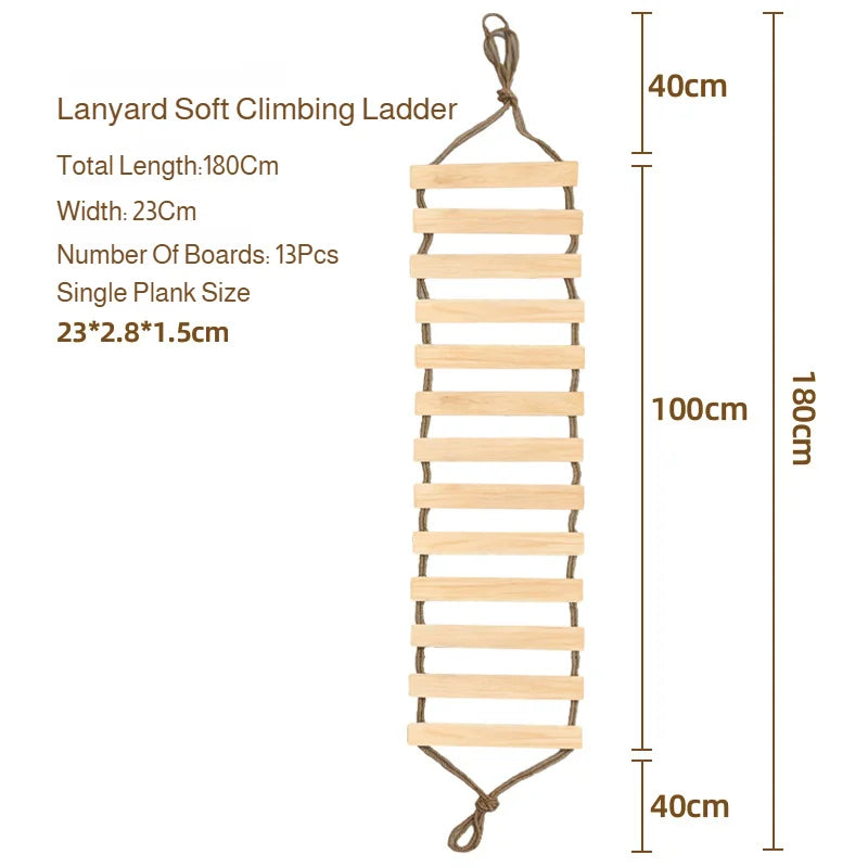 Échelle Suspendue d'Escalade en Bois & Sisal pour Chat – Pont Mural & Griffoir d'Intérieur (115 à 180 cm)