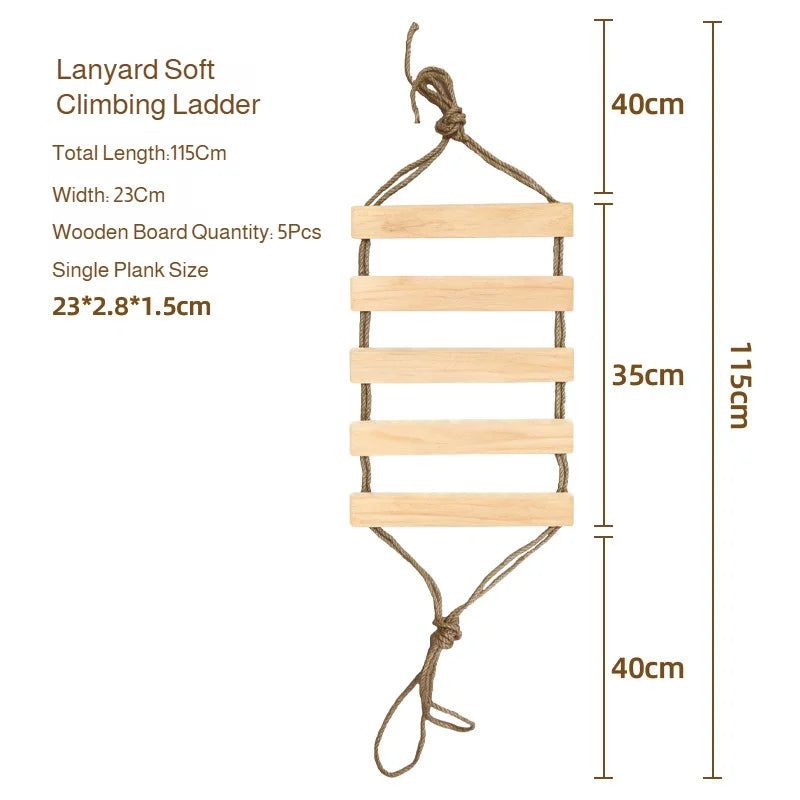 Échelle Suspendue d'Escalade en Bois & Sisal pour Chat – Pont Mural & Griffoir d'Intérieur (115 à 180 cm)