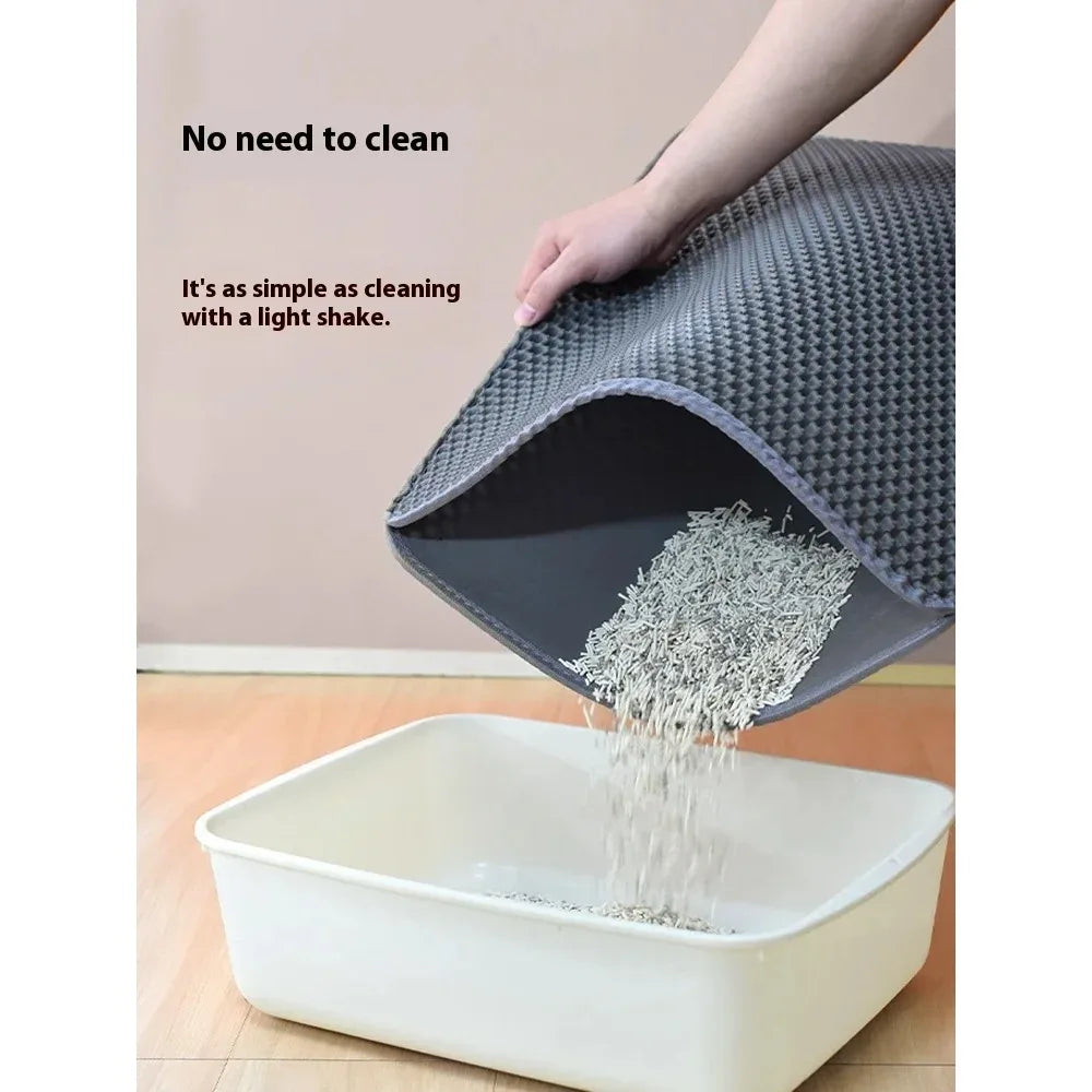 Tapis de Litière pour Chat Double Couche – Imperméable, Anti-Éparpillement & Facile à Nettoyer