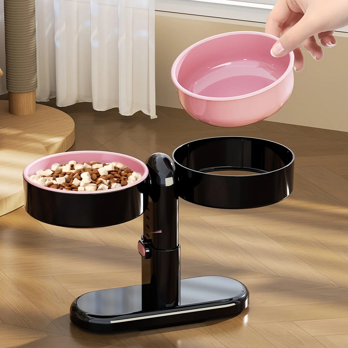Double Gamelle Surélevée & Rotative 360° pour Chat – Écuelles Ergonomiques avec Ventouse Anti-Glisse