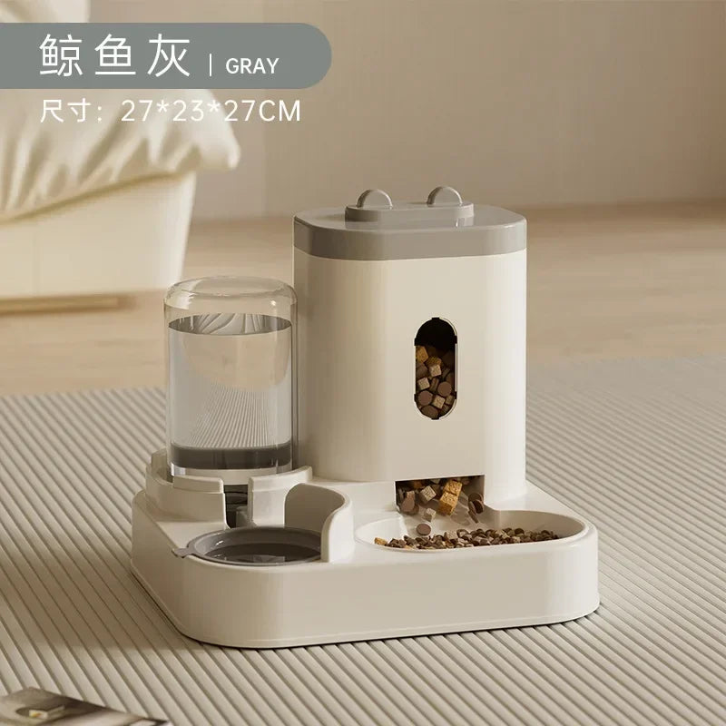 Station Repas 2-en-1 Chien & Chat – Distributeur de Croquettes & Fontaine à Eau par Gravité (2 L)