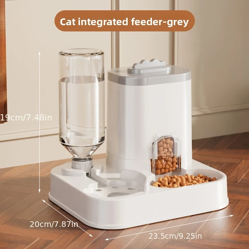 Distributeur 2-en-1 Nourriture & Eau par Siphon – Station Repas Compacte pour Chien & Chat