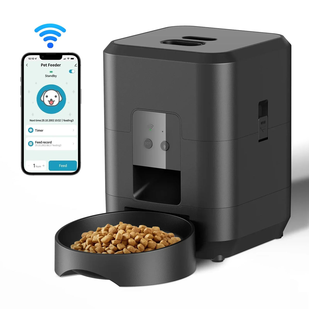 Distributeur Automatique de Croquettes avec Bol Anti-Glouton – Programmable & Connecté Wi-Fi pour Chien & Chat