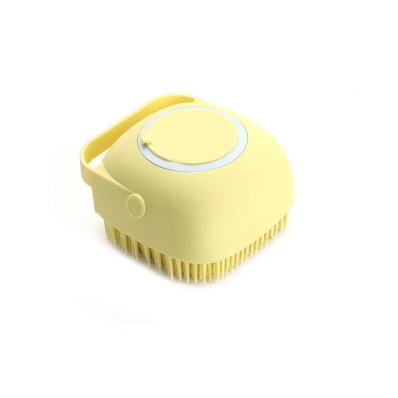 Brosse de Bain Massante en Silicone pour Chien & Chat – Étrille avec Réservoir Distributeur de Shampoing Intégré