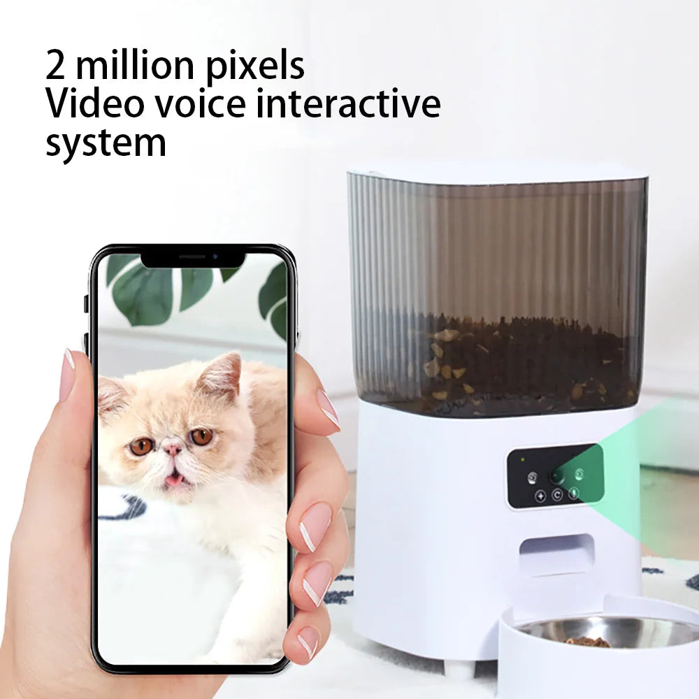 Distributeur Automatique de Croquettes 5 L avec Bol Inox – Programmable Wi-Fi & Caméra HD pour Chien & Chat