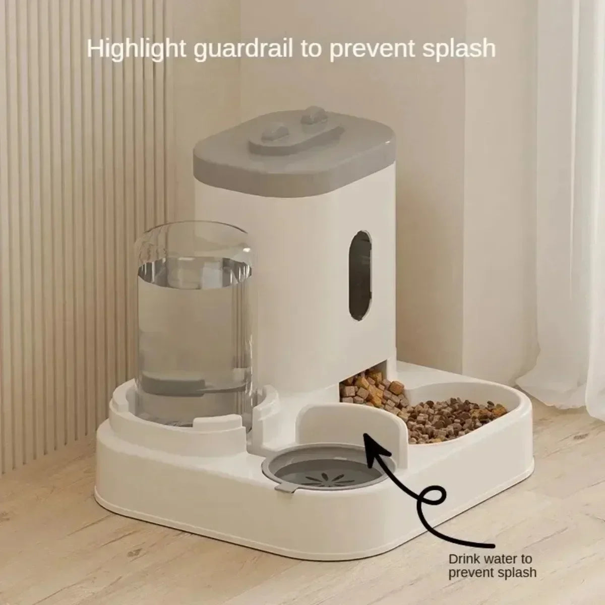 Station Repas 2-en-1 Chien & Chat – Distributeur de Croquettes & Fontaine à Eau par Gravité (2 L)
