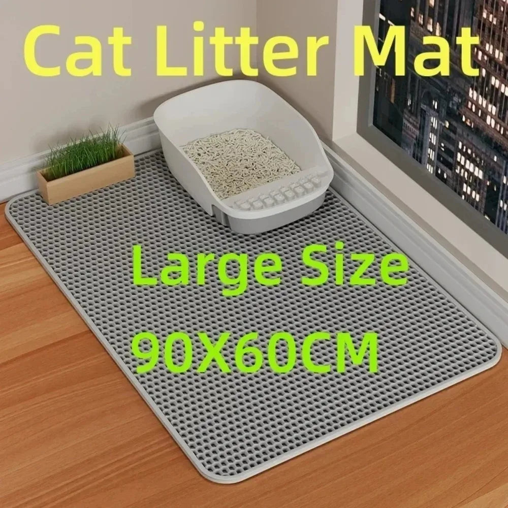 Tapis de Litière pour Chat Double Couche – Imperméable, Anti-Éparpillement & Facile à Nettoyer