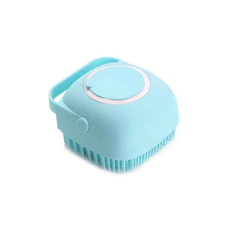 Brosse de Bain Massante en Silicone pour Chien & Chat – Étrille avec Réservoir Distributeur de Shampoing Intégré