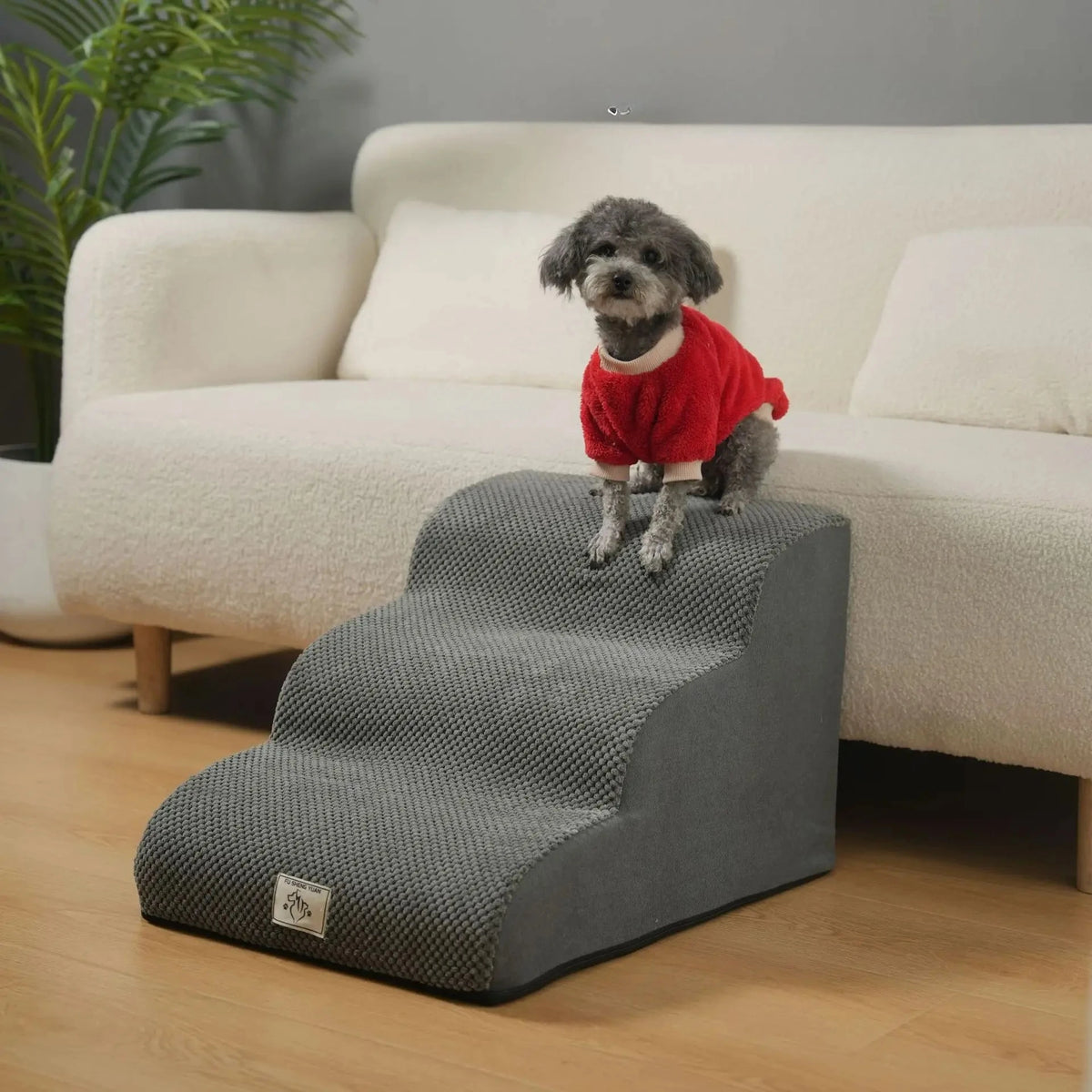 Escalier Confort en Mousse pour Chien & Chat – Rampe d'Accès Ergonomique Canapé et Lit (Housse Amovible)