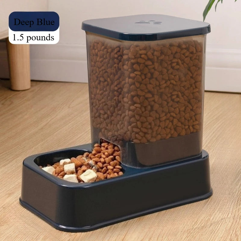 Distributeur Automatique de Croquettes & Fontaine à Eau par Gravité – Station Repas 2-en-1 pour Chat & Petit Chien