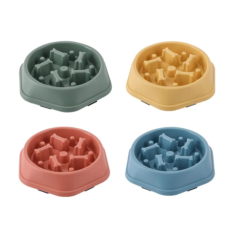 Gamelle Anti-Glouton Épaisse pour Chien & Chat – Bol d'Alimentation Lente Antidérapant (Motifs Multiples)