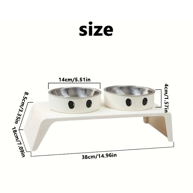 Gamelles Doubles Surélevées en Inox pour Chien & Chat – Support Ergonomique Incliné Anti-Régurgitation