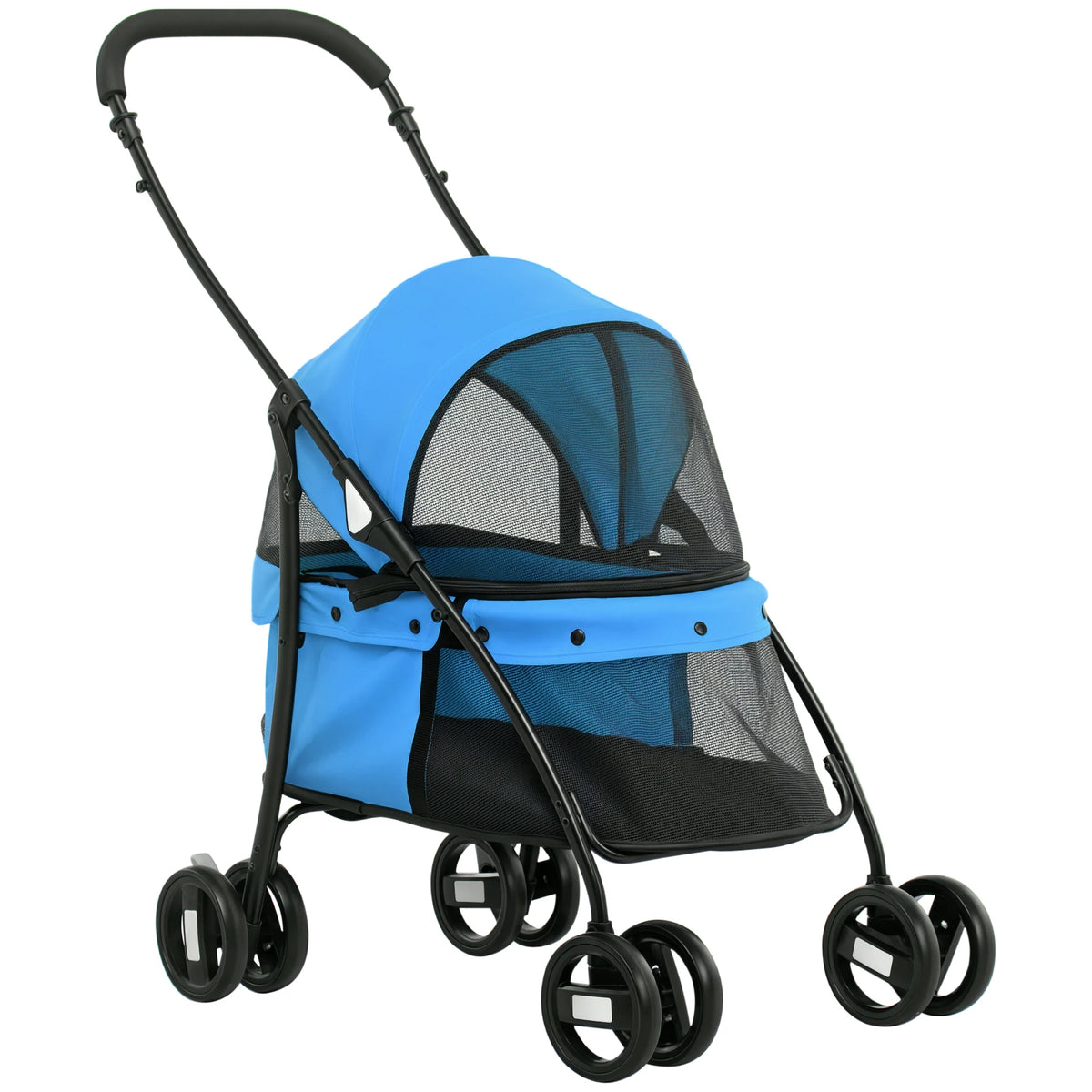 Poussette Pliable 2-en-1 pour Chien & Chat – Chariot de Transport avec Panier Amovible & Fenêtres en Maille (Jusqu'à 10 kg)