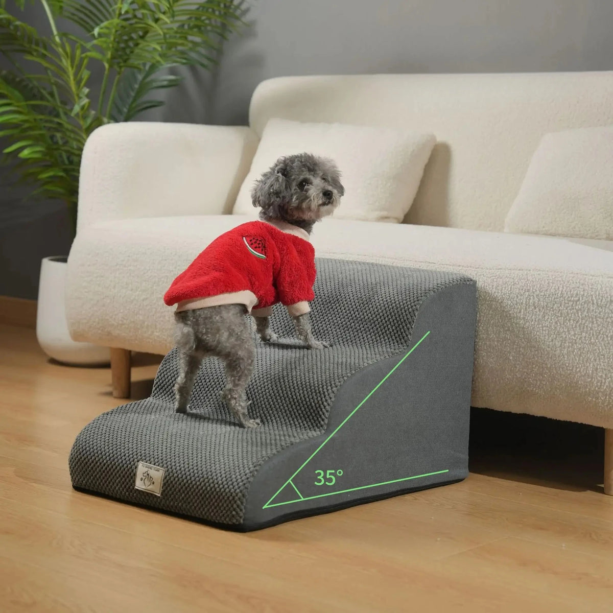 Escalier Confort en Mousse pour Chien & Chat – Rampe d'Accès Ergonomique Canapé et Lit (Housse Amovible)