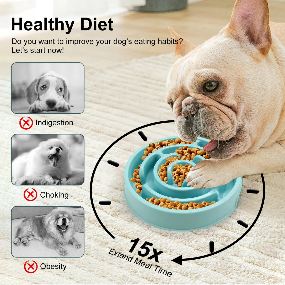 Gamelle Anti-Glouton Labyrinthe pour Chien & Chat – Bol d'Alimentation Lente Ergonomique & Antidérapant